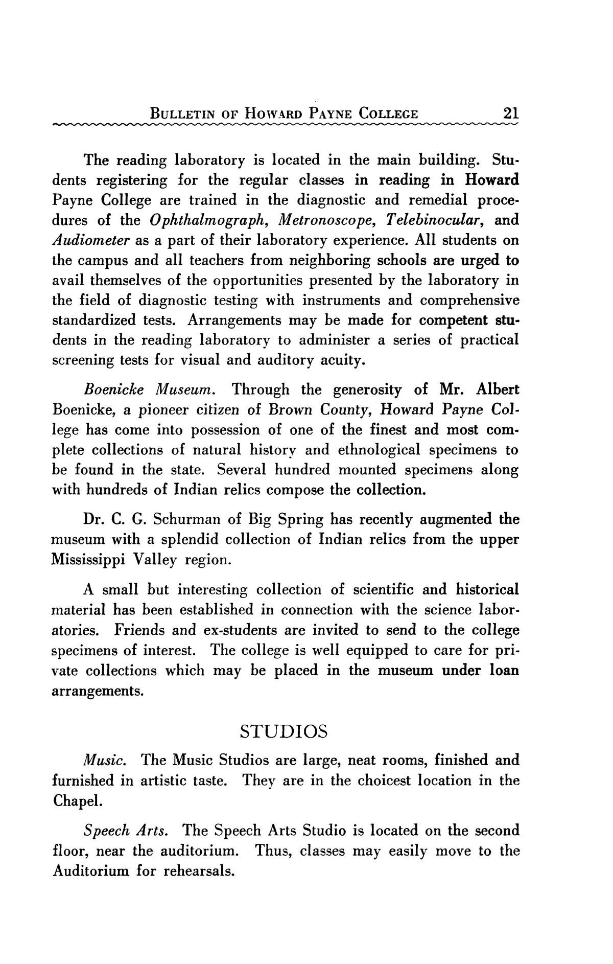 Catalogue of Howard Payne College, 1939-1940
                                                
                                                    21
                                                