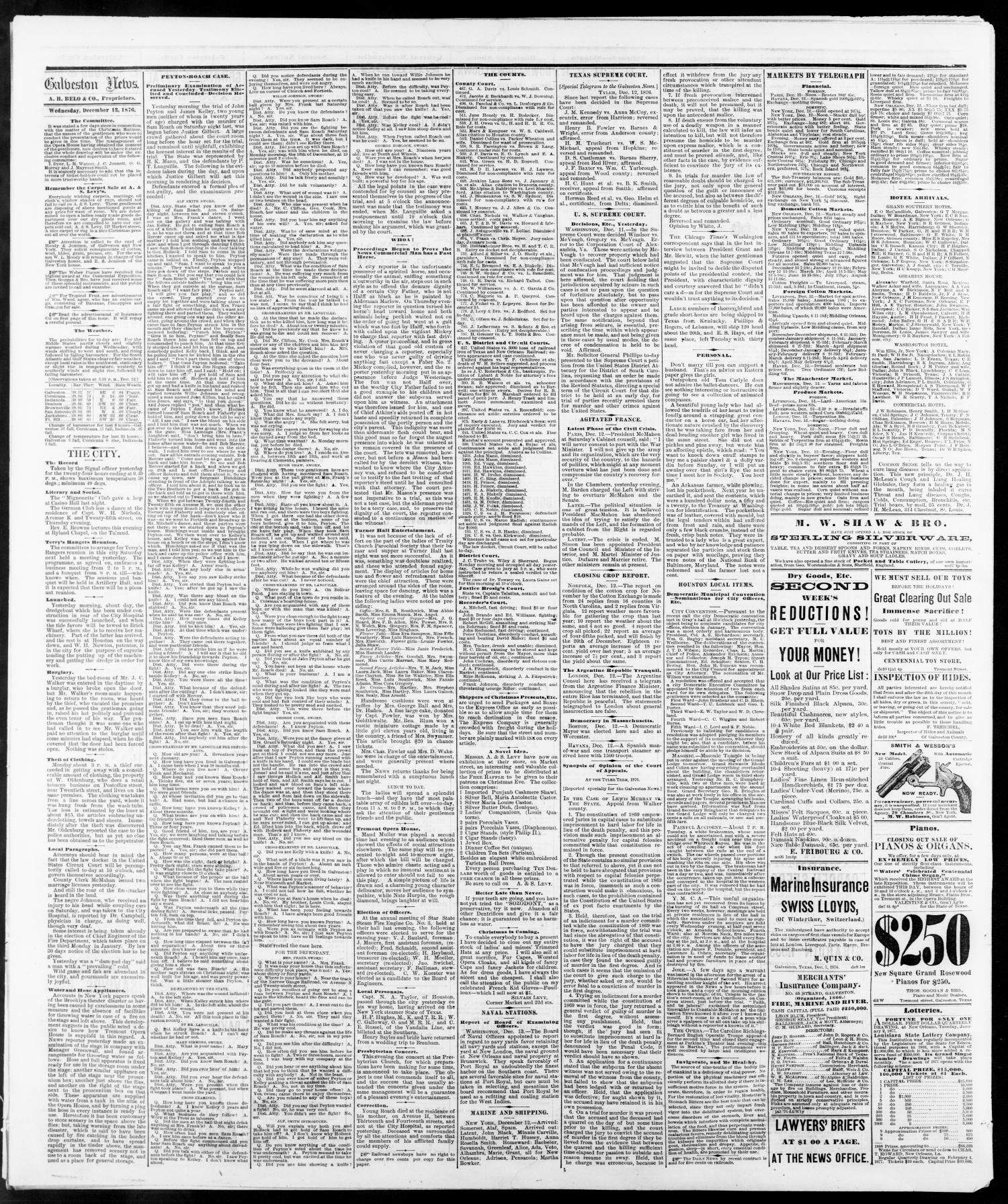The Galveston Daily News. (Galveston, Tex.), Vol. 35, No. 226, Ed. 1 Wednesday, December 13, 1876
                                                
                                                    [Sequence #]: 4 of 4
                                                