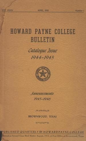 Catalogue of Howard Payne College, 1944-1945