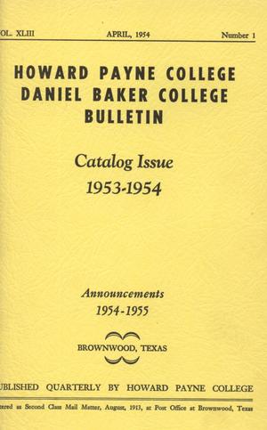 Primary view of object titled 'Catalog of Howard Payne College, 1953-1954'.