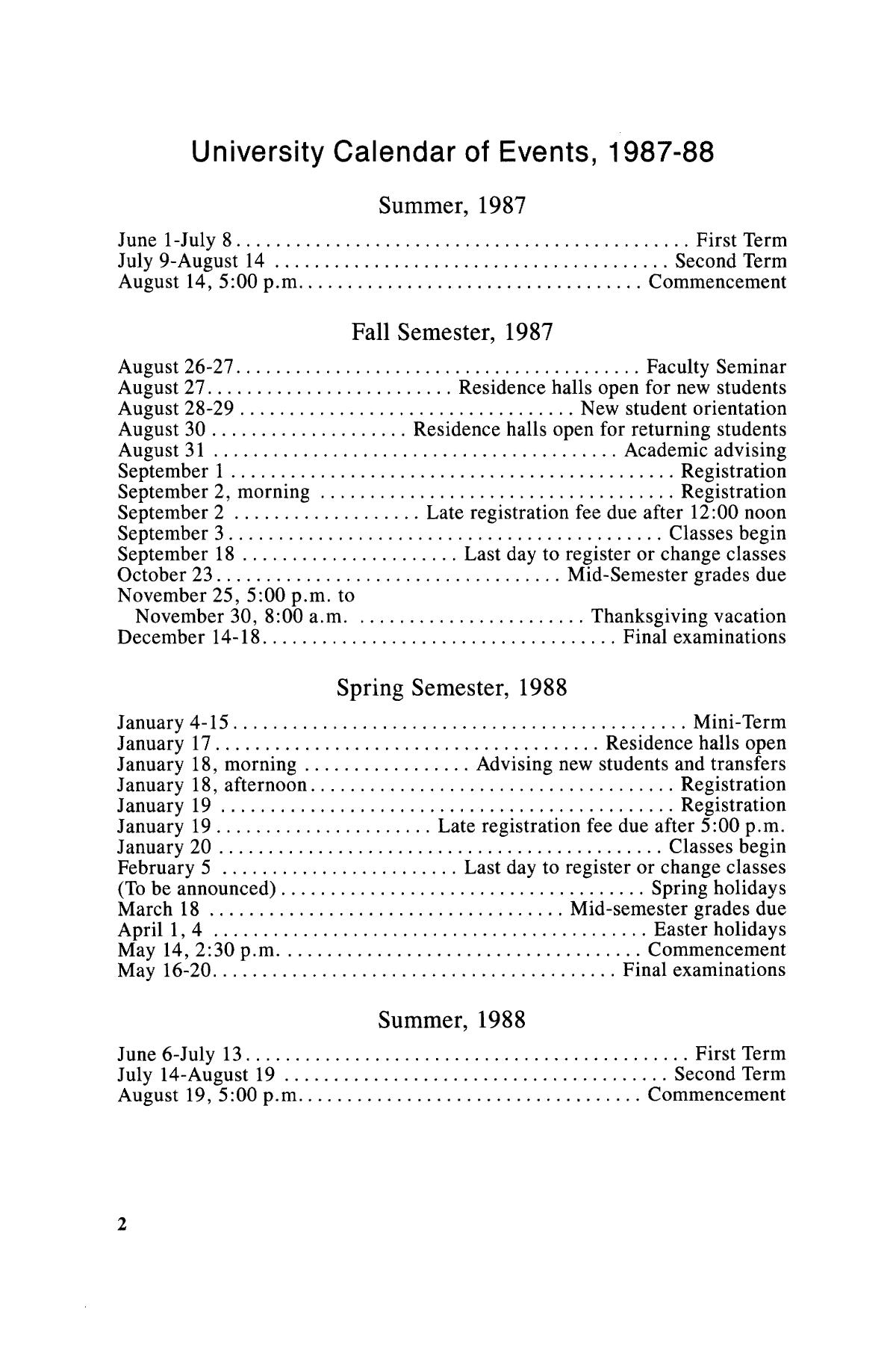 Catalogue of Howard Payne University, 1987-1988
                                                
                                                    2
                                                