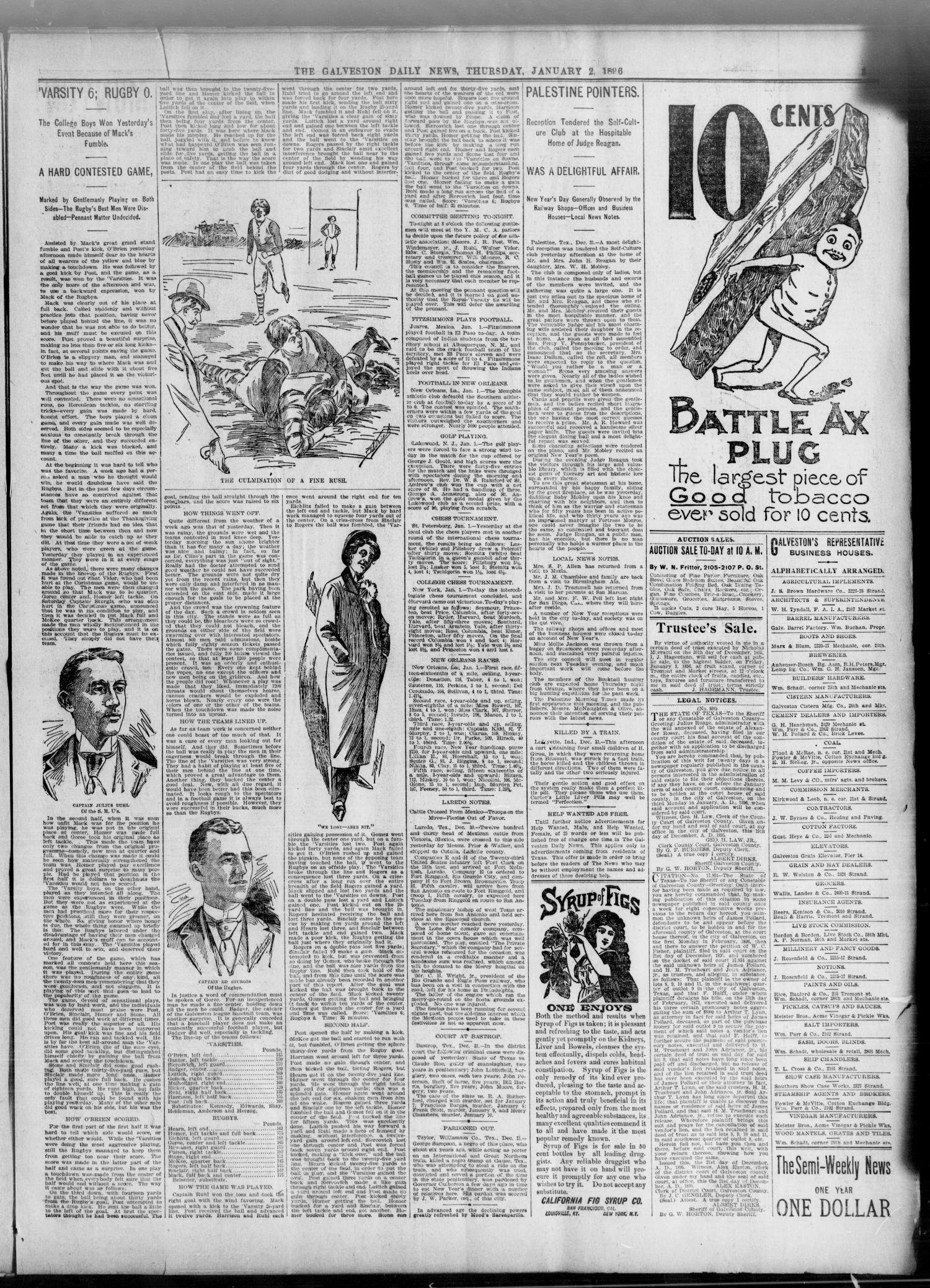 The Galveston Daily News. (Galveston, Tex.), Vol. 54, No. 284, Ed. 1 Thursday, January 2, 1896
                                                
                                                    [Sequence #]: 3 of 8
                                                