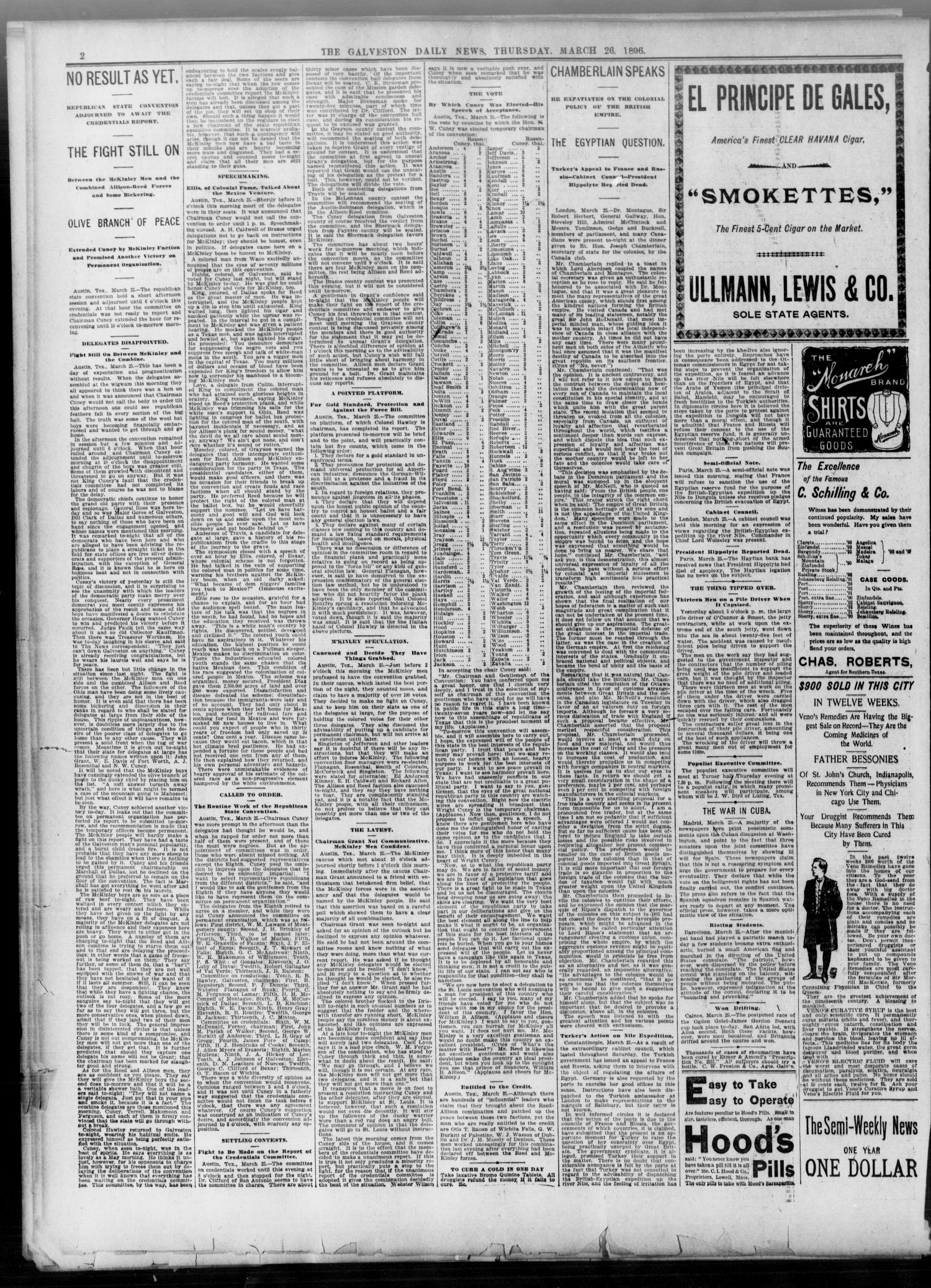 The Galveston Daily News. (Galveston, Tex.), Vol. 55, No. 2, Ed. 1 Thursday, March 26, 1896
                                                
                                                    [Sequence #]: 2 of 8
                                                