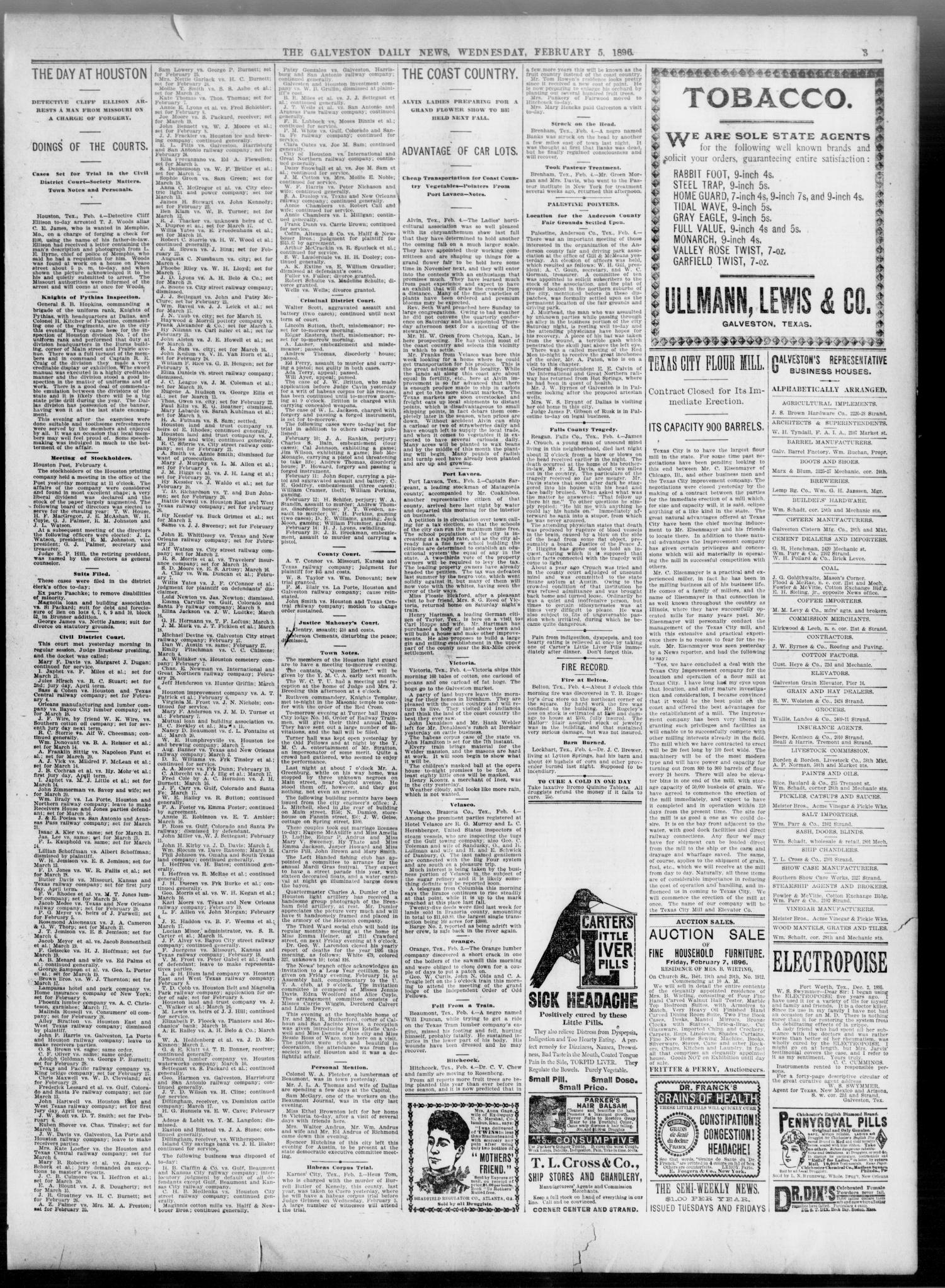 The Galveston Daily News. (Galveston, Tex.), Vol. 54, No. 318, Ed. 1 Wednesday, February 5, 1896
                                                
                                                    [Sequence #]: 3 of 8
                                                