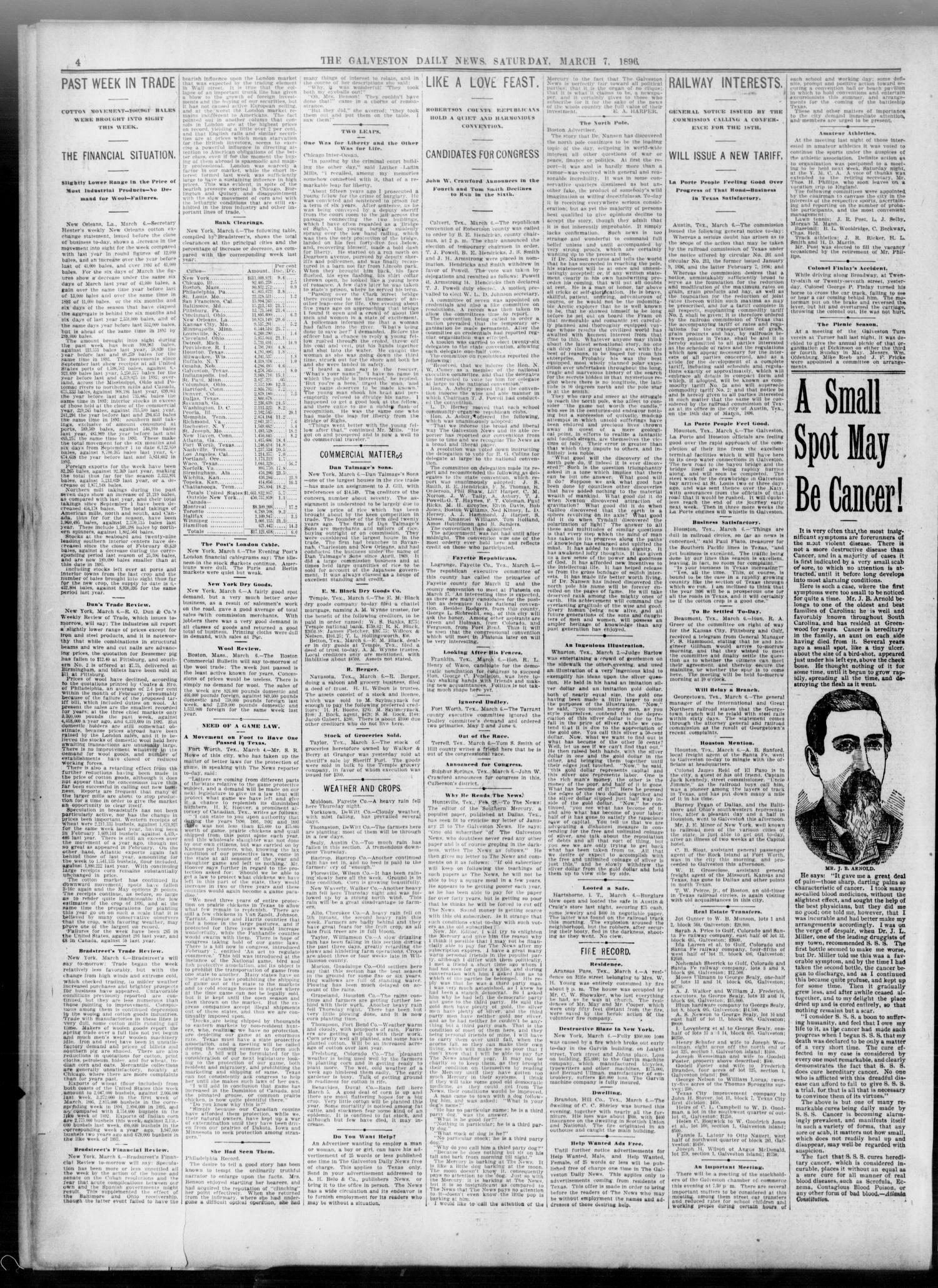 The Galveston Daily News. (Galveston, Tex.), Vol. 54, No. 349, Ed. 1 Saturday, March 7, 1896
                                                
                                                    [Sequence #]: 4 of 12
                                                