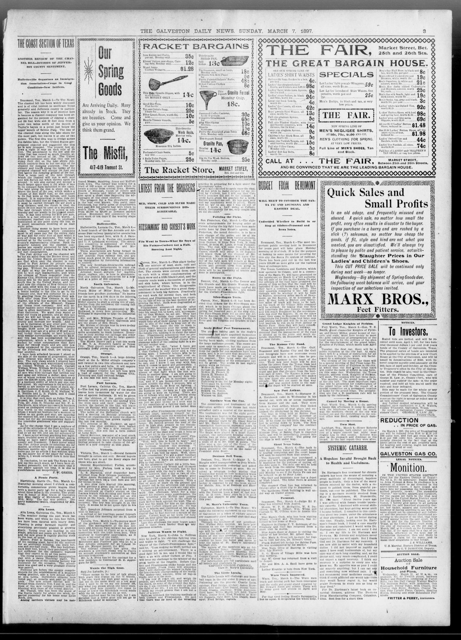 The Galveston Daily News. (Galveston, Tex.), Vol. 55, No. 348, Ed. 1 Sunday, March 7, 1897
                                                
                                                    [Sequence #]: 3 of 20
                                                