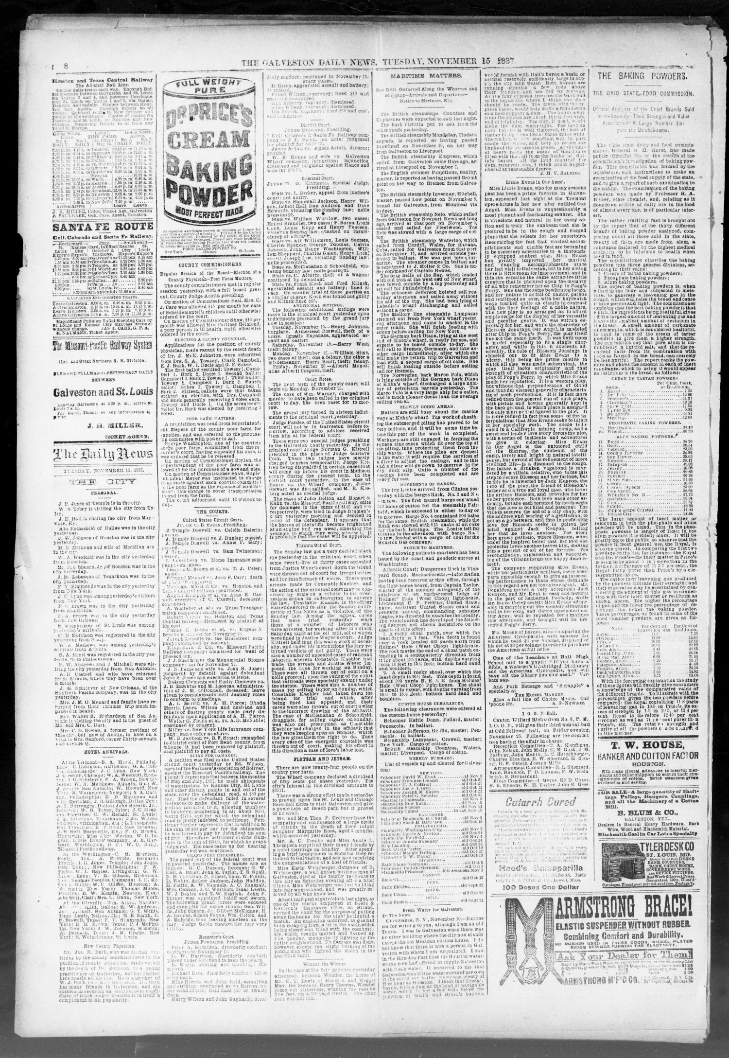 The Galveston Daily News. (Galveston, Tex.), Vol. 46, No. 203, Ed. 1 Tuesday, November 15, 1887
                                                
                                                    [Sequence #]: 8 of 8
                                                