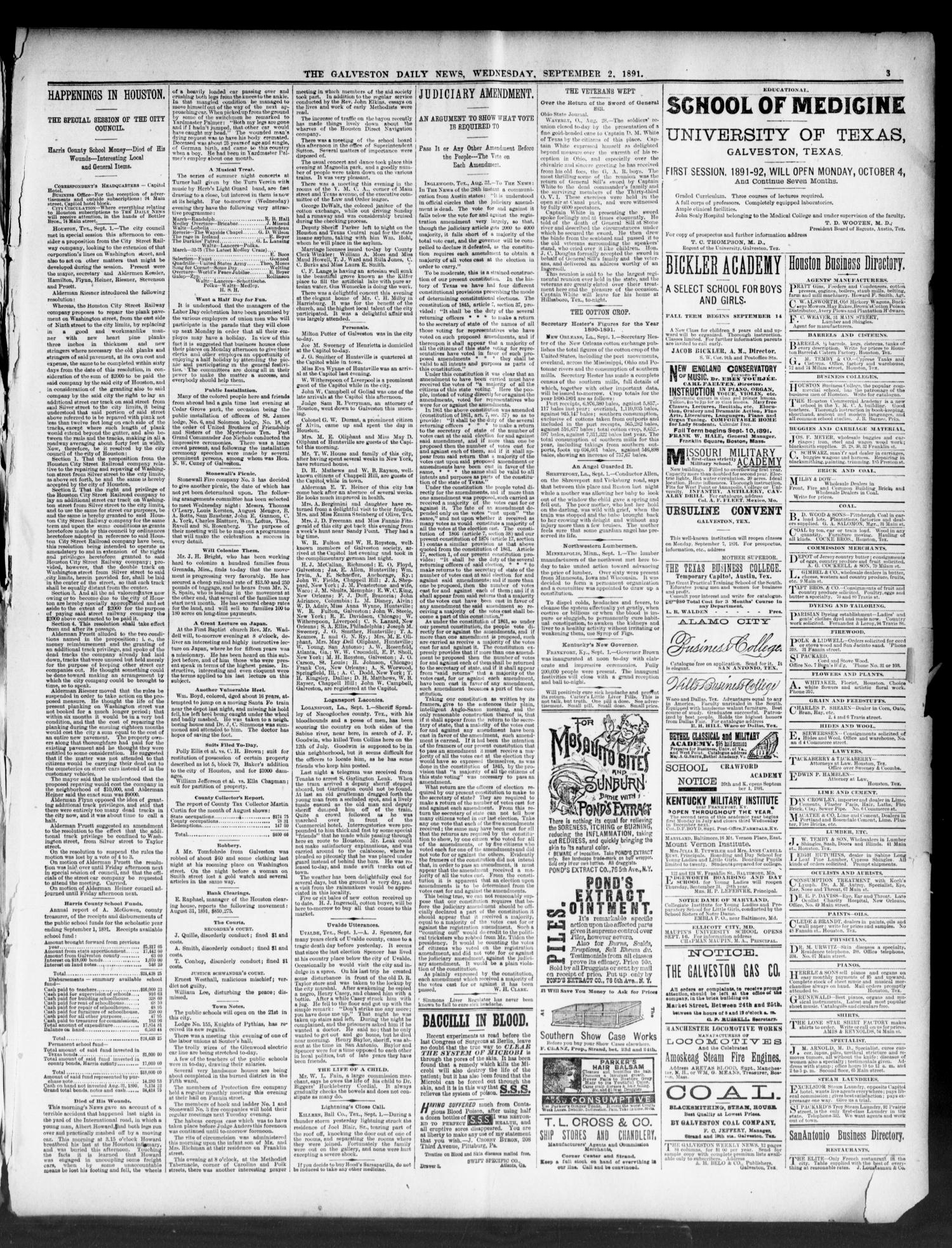 The Galveston Daily News. (Galveston, Tex.), Vol. 50, No. 162, Ed. 1 Wednesday, September 2, 1891
                                                
                                                    [Sequence #]: 3 of 8
                                                