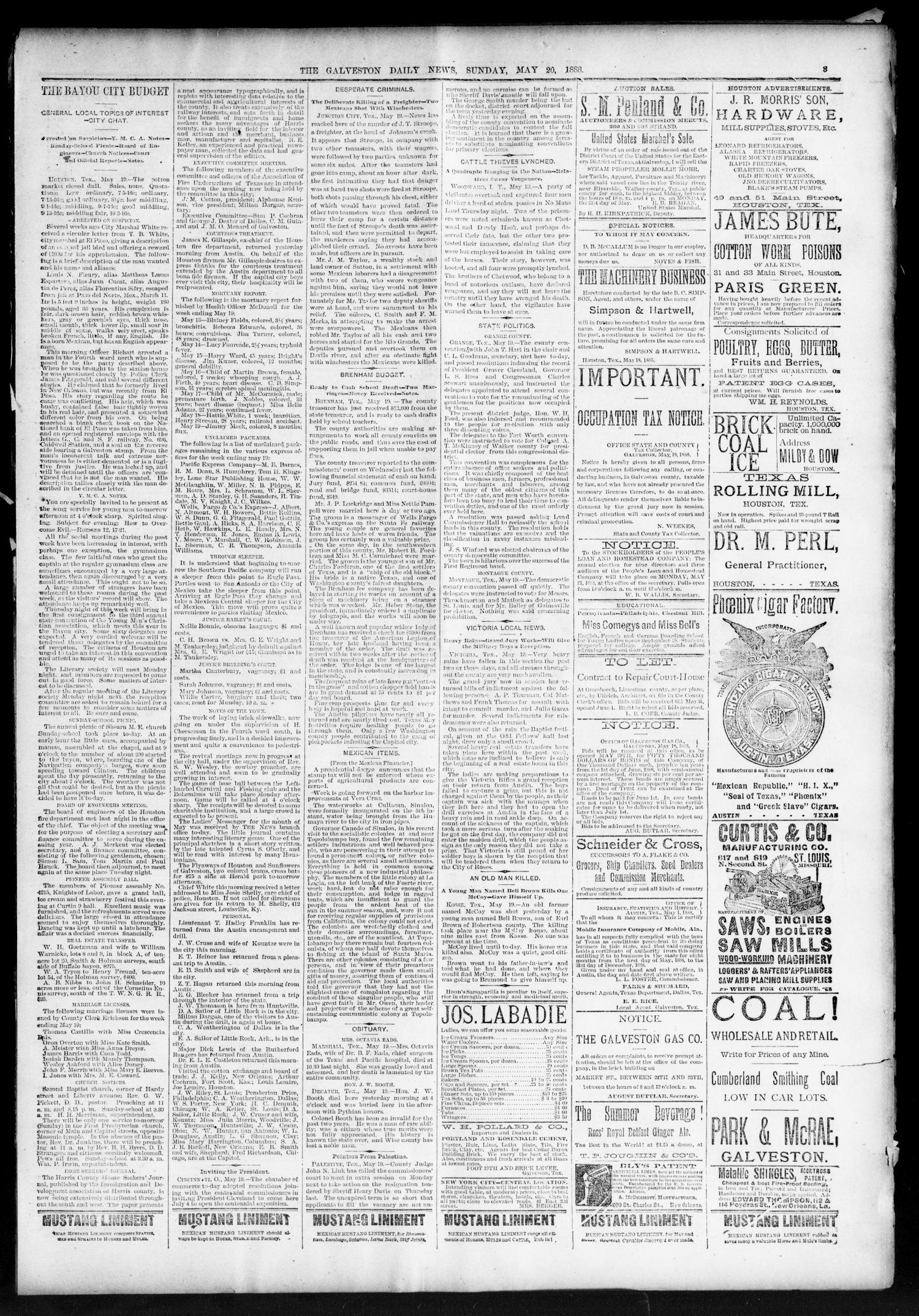 The Galveston Daily News. (Galveston, Tex.), Vol. 47, No. 24, Ed. 1 Sunday, May 20, 1888
                                                
                                                    [Sequence #]: 3 of 12
                                                