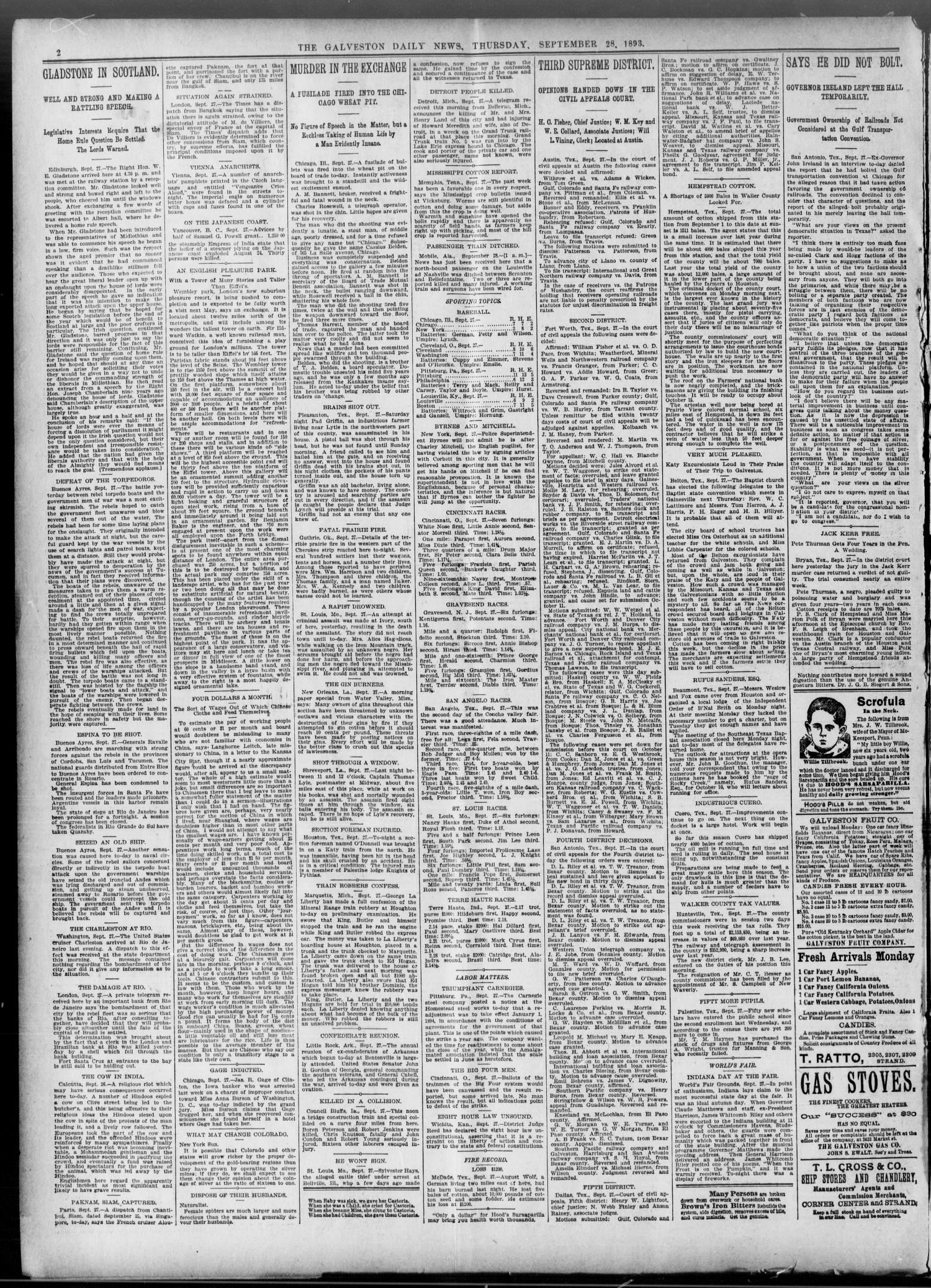 The Galveston Daily News. (Galveston, Tex.), Vol. 52, No. 189, Ed. 1 Thursday, September 28, 1893
                                                
                                                    [Sequence #]: 2 of 8
                                                