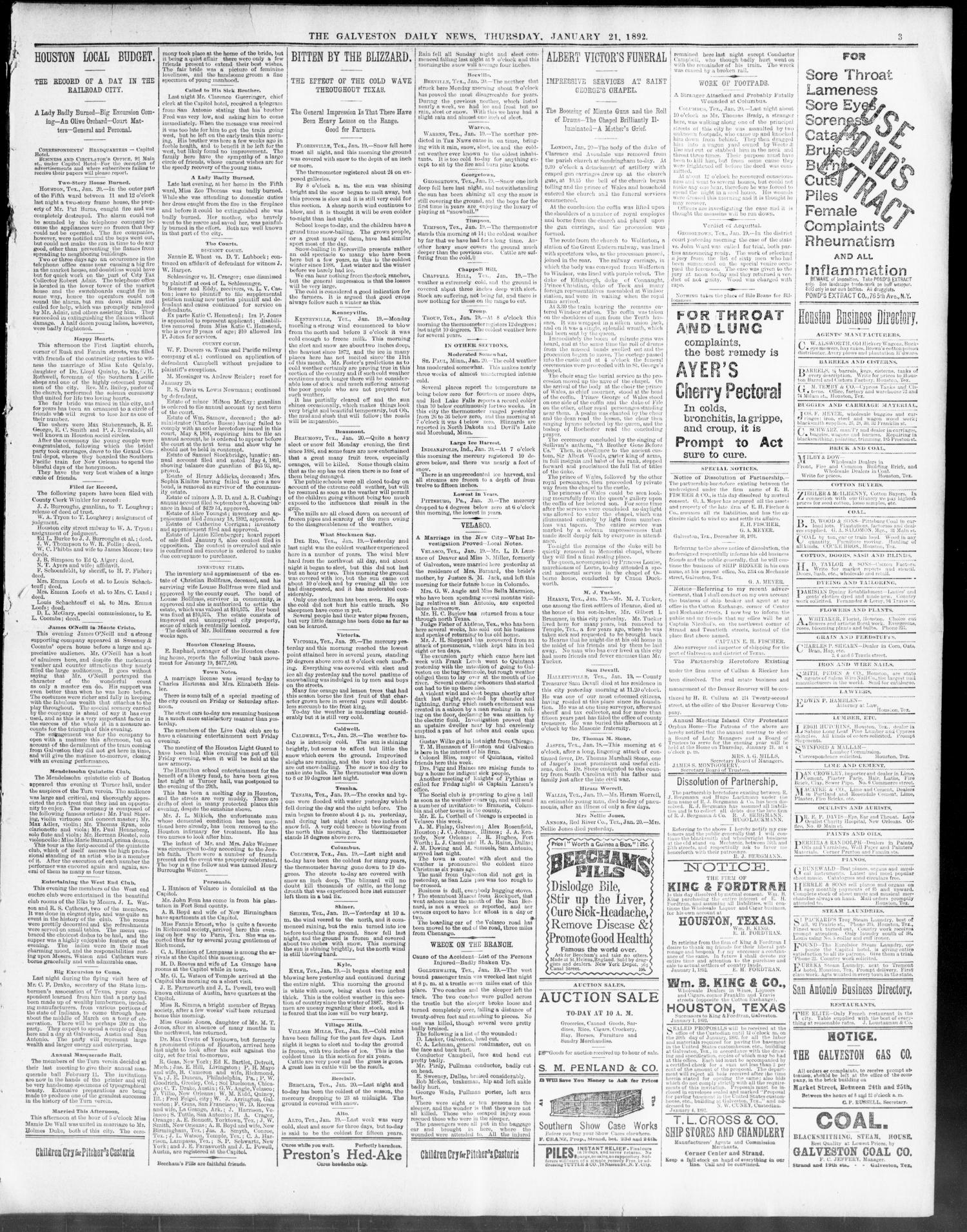 The Galveston Daily News. (Galveston, Tex.), Vol. 50, No. 303, Ed. 1 Thursday, January 21, 1892
                                                
                                                    [Sequence #]: 3 of 8
                                                