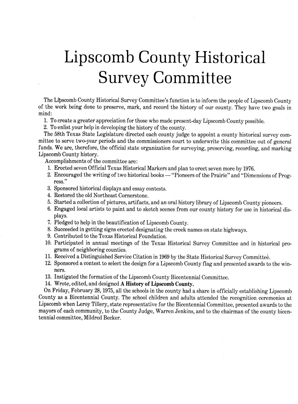 A History of Lipscomb County
                                                
                                                    2
                                                