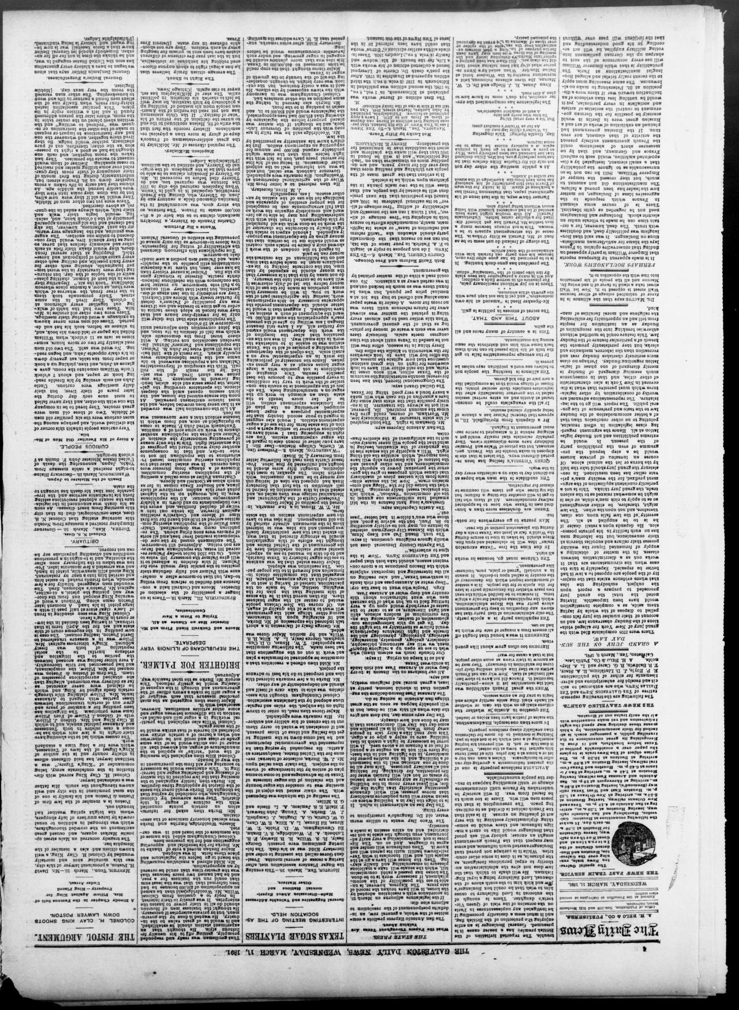 The Galveston Daily News. (Galveston, Tex.), Vol. 49, No. 348, Ed. 1 Wednesday, March 11, 1891
                                                
                                                    [Sequence #]: 4 of 8
                                                