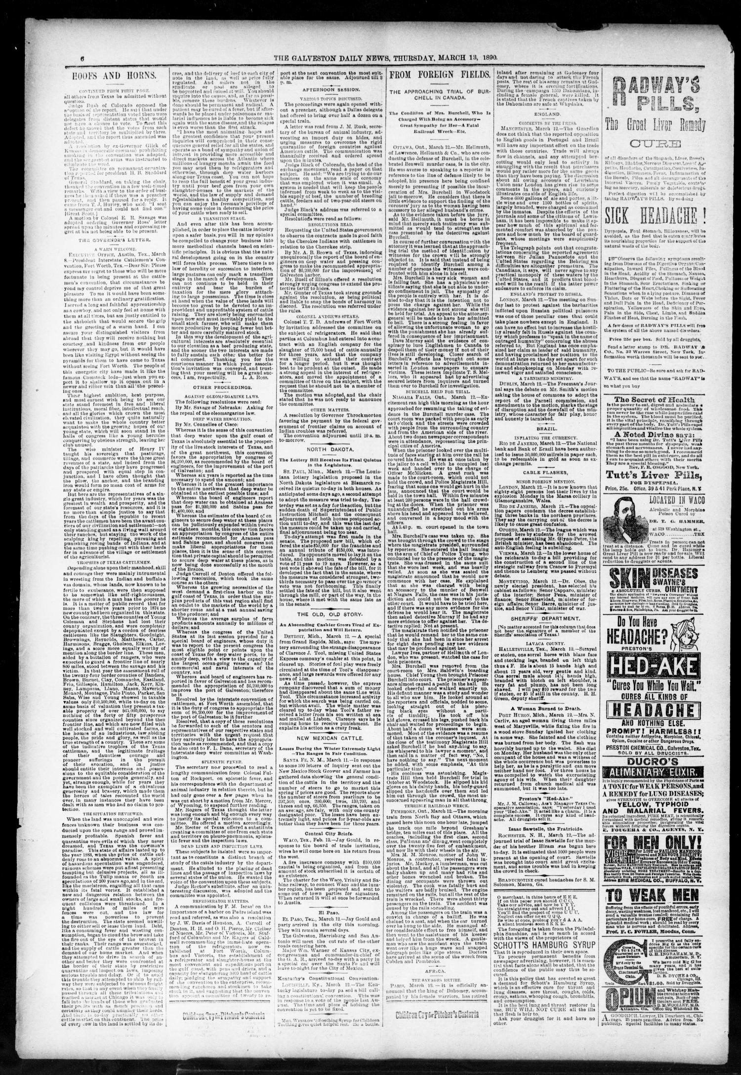 The Galveston Daily News. (Galveston, Tex.), Vol. 48, No. 320, Ed. 1 Thursday, March 13, 1890
                                                
                                                    [Sequence #]: 6 of 8
                                                