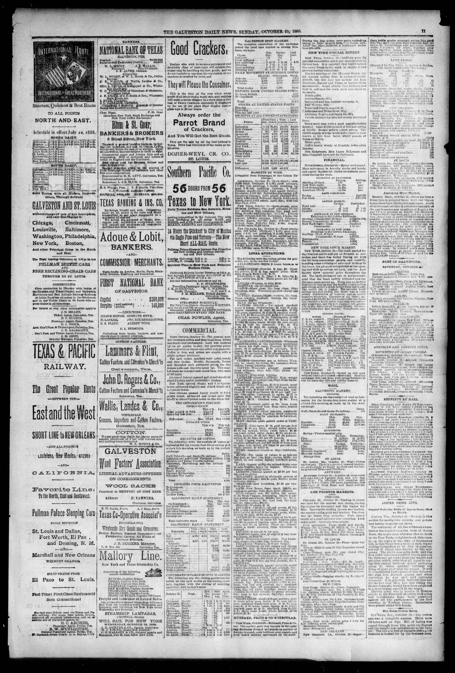The Galveston Daily News. (Galveston, Tex.), Vol. 47, No. 177, Ed. 1 Sunday, October 21, 1888
                                                
                                                    [Sequence #]: 11 of 12
                                                