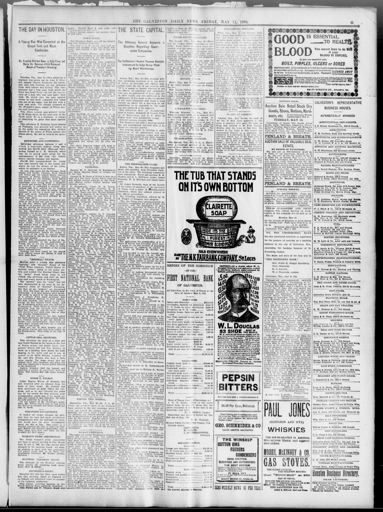 The Galveston Daily News. (Galveston, Tex.), Vol. 53, No. 49, Ed. 1 Friday, May 11, 1894
                                                
                                                    [Sequence #]: 3 of 10
                                                