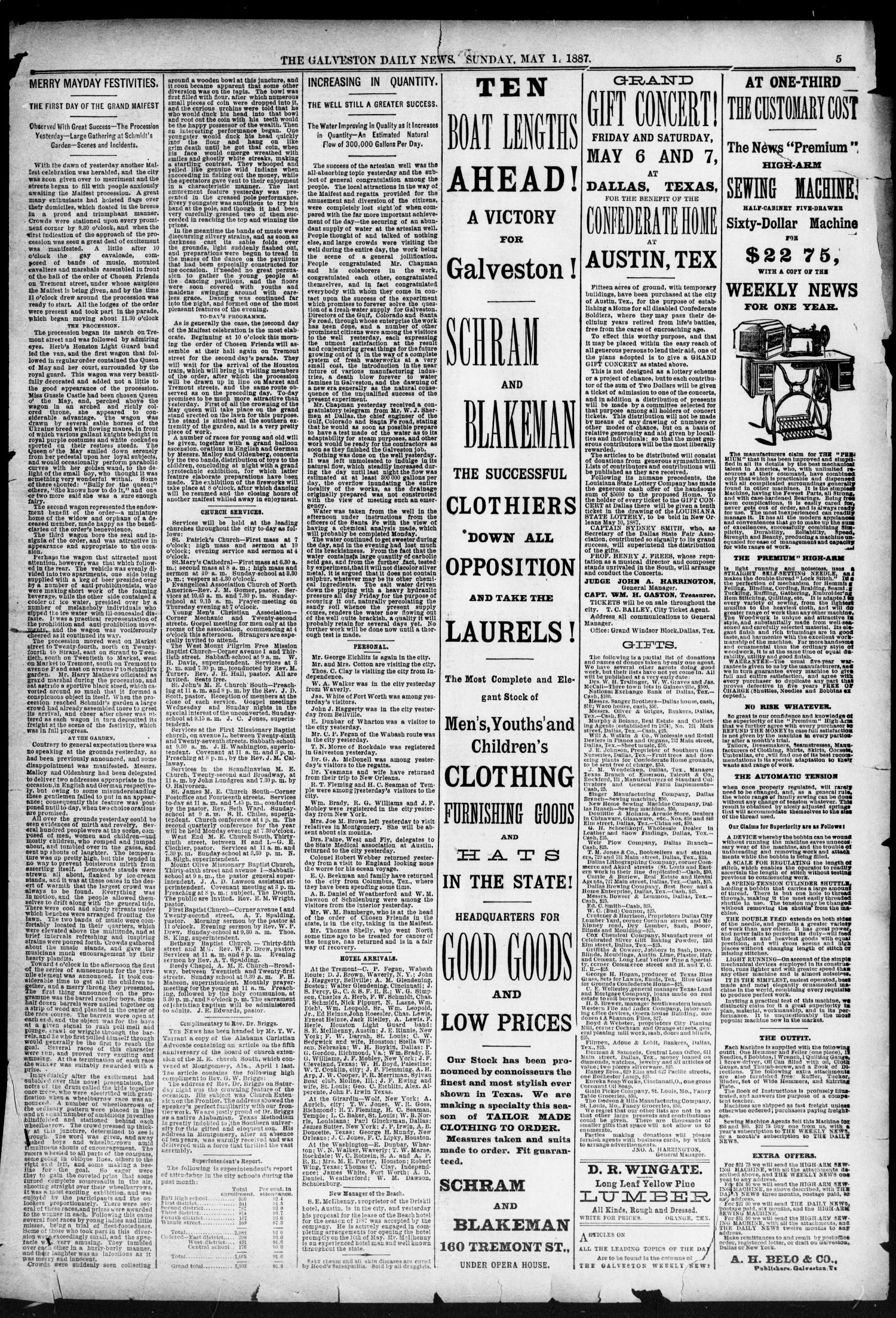 The Galveston Daily News. (Galveston, Tex.), Vol. 46, No. 5, Ed. 1 Sunday, May 1, 1887
                                                
                                                    [Sequence #]: 5 of 12
                                                