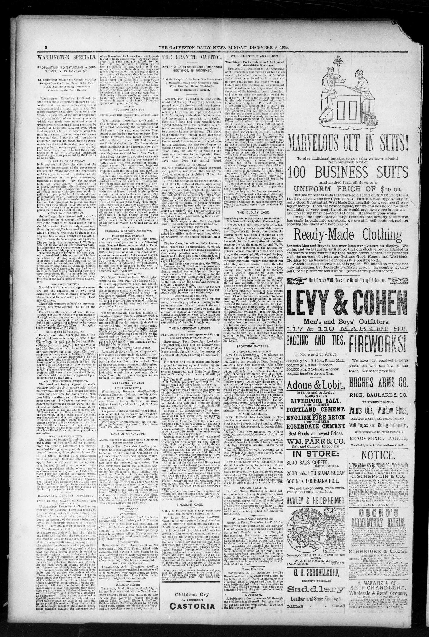 The Galveston Daily News. (Galveston, Tex.), Vol. 47, No. 226, Ed. 1 Sunday, December 9, 1888
                                                
                                                    [Sequence #]: 2 of 12
                                                