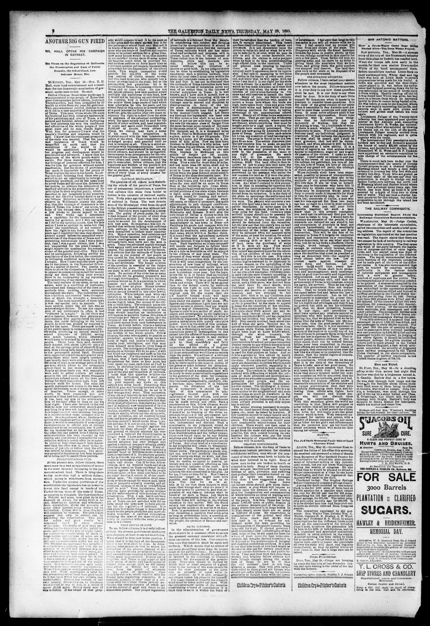 The Galveston Daily News. (Galveston, Tex.), Vol. 49, No. 31, Ed. 1 Thursday, May 29, 1890
                                                
                                                    [Sequence #]: 2 of 8
                                                