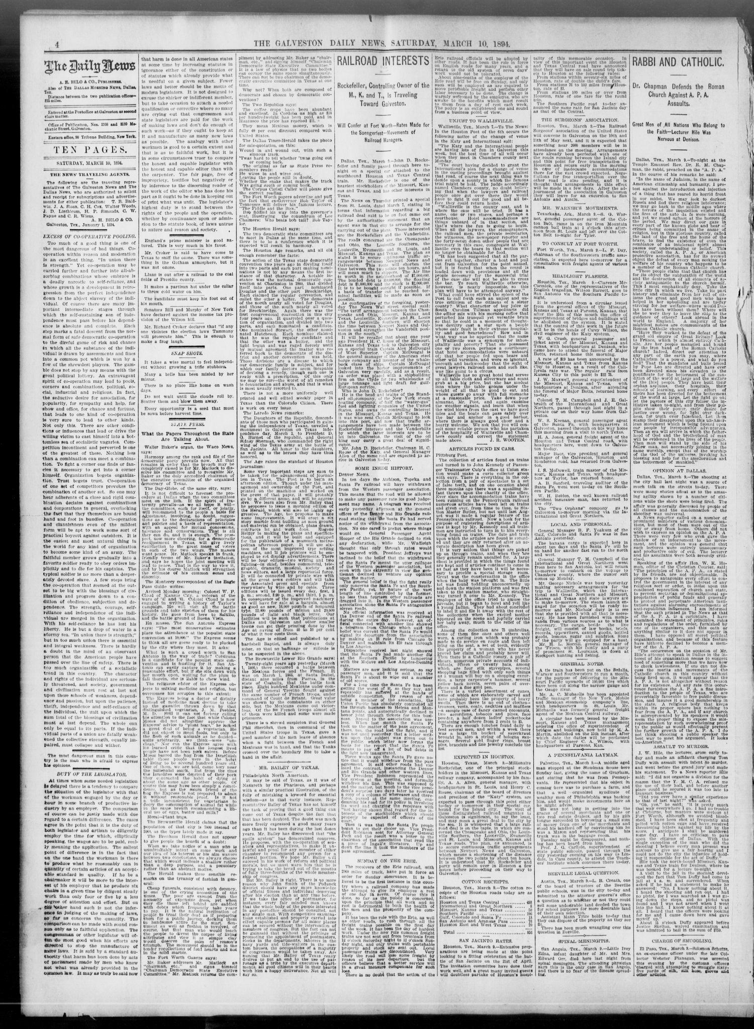 The Galveston Daily News. (Galveston, Tex.), Vol. 52, No. 352, Ed. 1 Saturday, March 10, 1894
                                                
                                                    [Sequence #]: 4 of 10
                                                