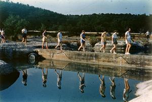 [Photograph of Girls Walking at Glen Lake Camp]