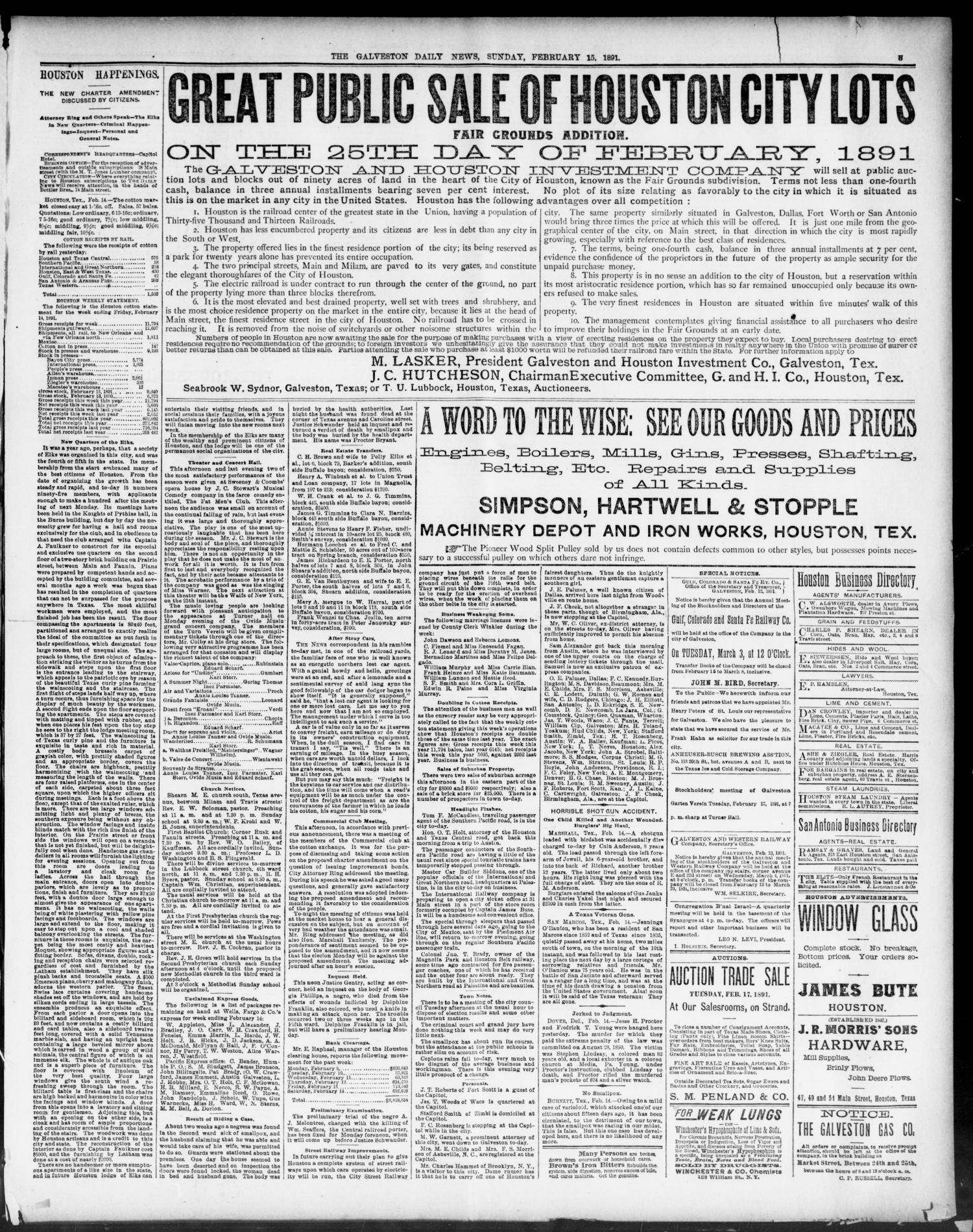 The Galveston Daily News. (Galveston, Tex.), Vol. 49, No. 291, Ed. 1 Sunday, February 15, 1891
                                                
                                                    [Sequence #]: 3 of 12
                                                