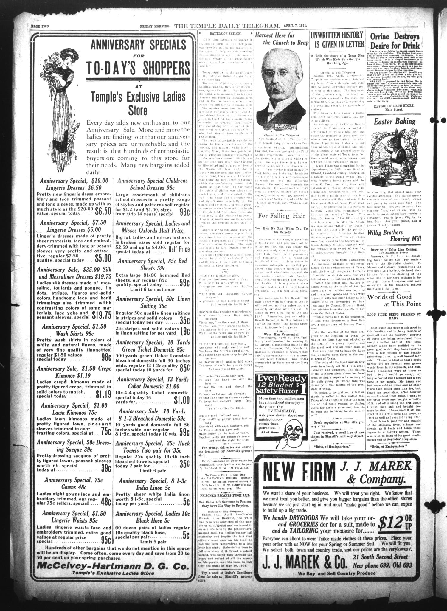 The Temple Daily Telegram (Temple, Tex.), Vol. 4, No. 118, Ed. 1 Friday, April 7, 1911
                                                
                                                    [Sequence #]: 2 of 8
                                                