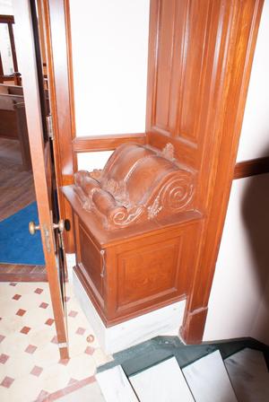 [Decorative Woodwork at Top of Stairs]