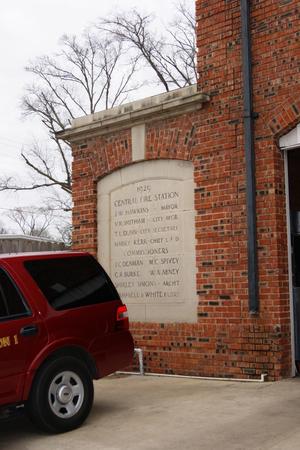 [Plaque on Central Fire Station]