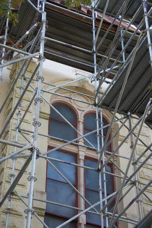Primary view of object titled '[Photograph of Scaffolding]'.
