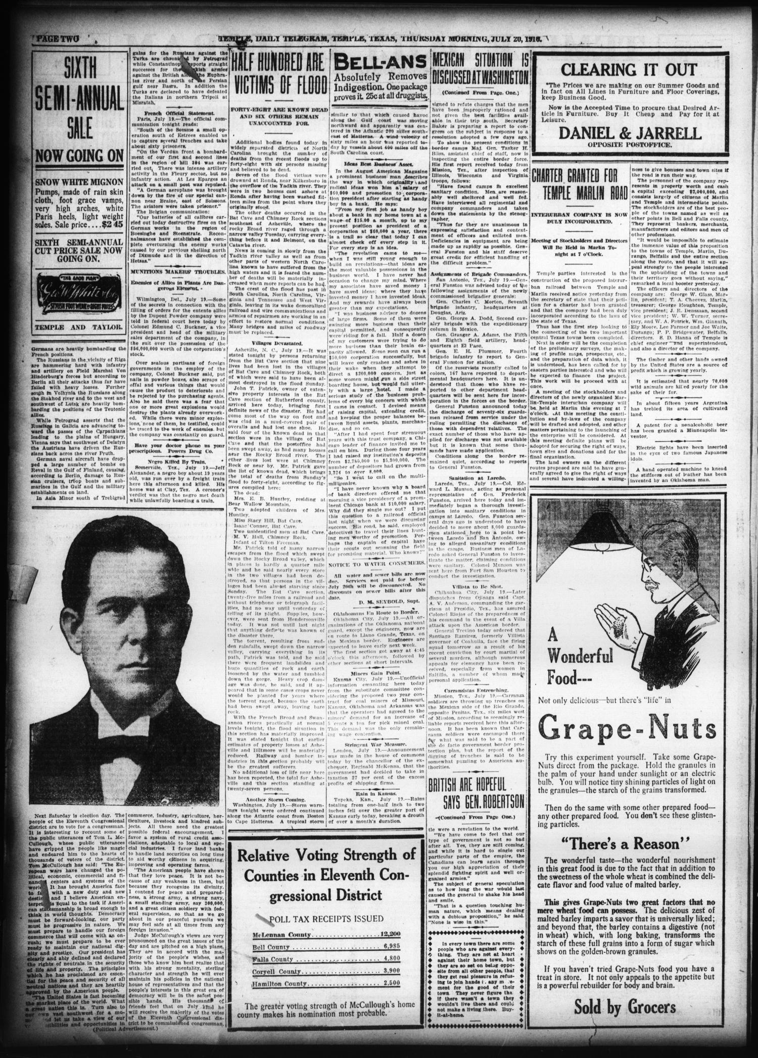 Temple Daily Telegram (Temple, Tex.), Vol. 9, No. 248, Ed. 1 Thursday, July 20, 1916
                                                
                                                    [Sequence #]: 2 of 10
                                                