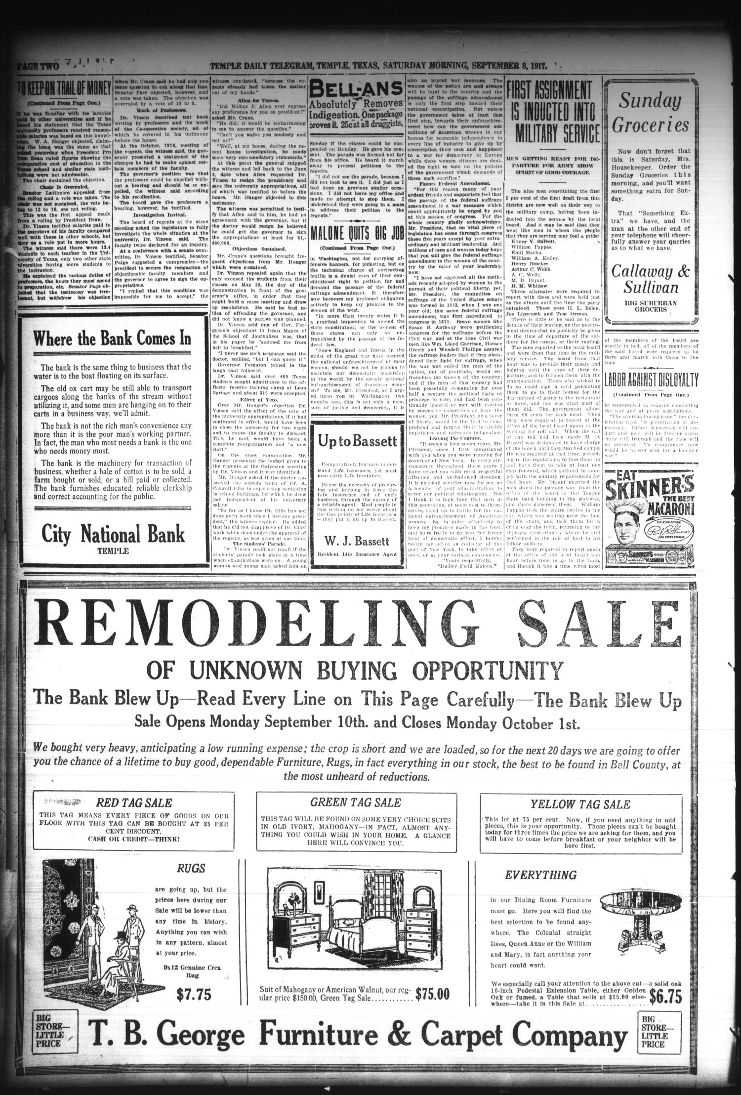 Temple Daily Telegram (Temple, Tex.), Vol. 10, No. 293, Ed. 1 Saturday, September 8, 1917
                                                
                                                    [Sequence #]: 2 of 6
                                                