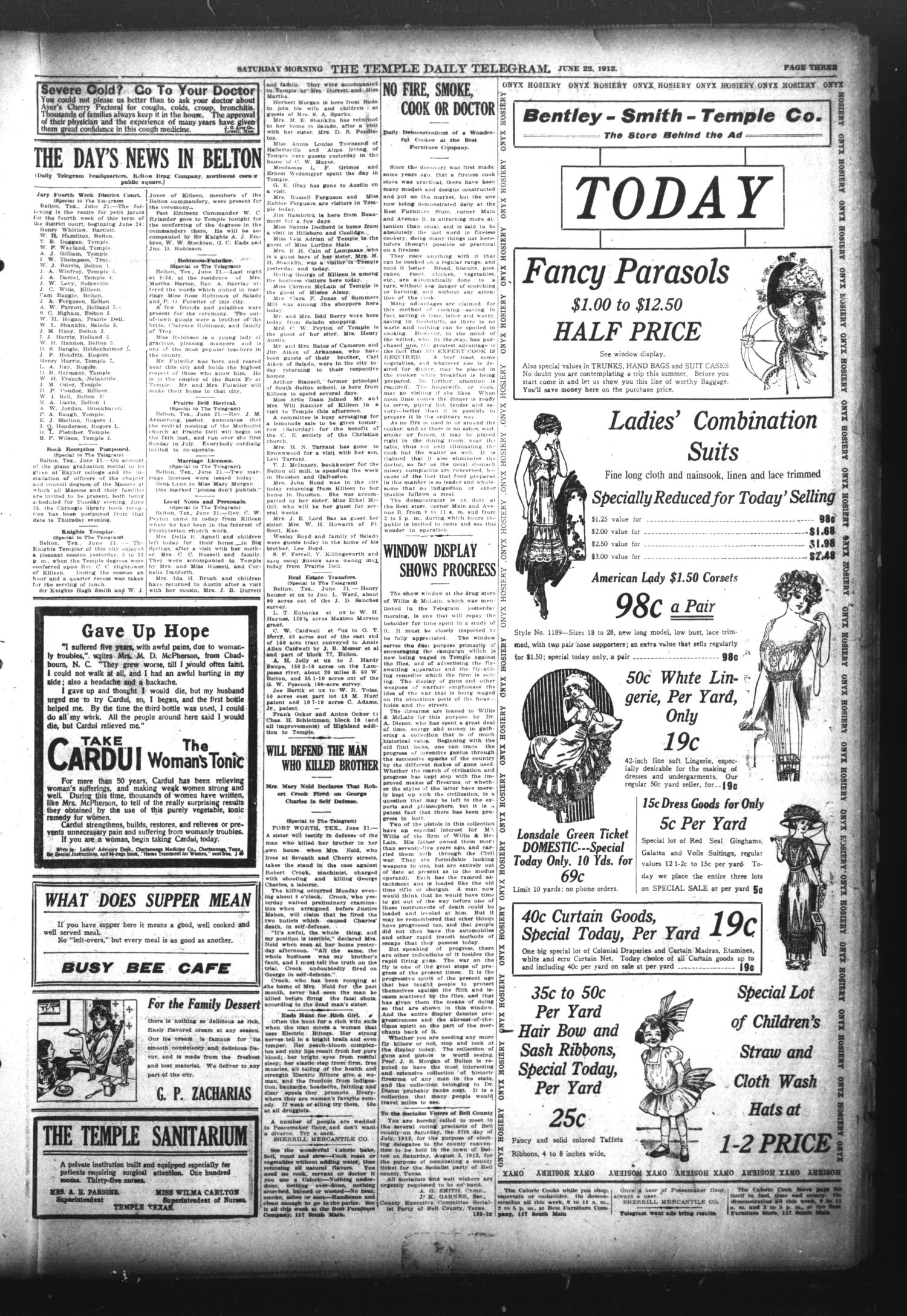 The Temple Daily Telegram (Temple, Tex.), Vol. 5, No. 186, Ed. 1 Saturday, June 22, 1912
                                                
                                                    [Sequence #]: 3 of 8
                                                