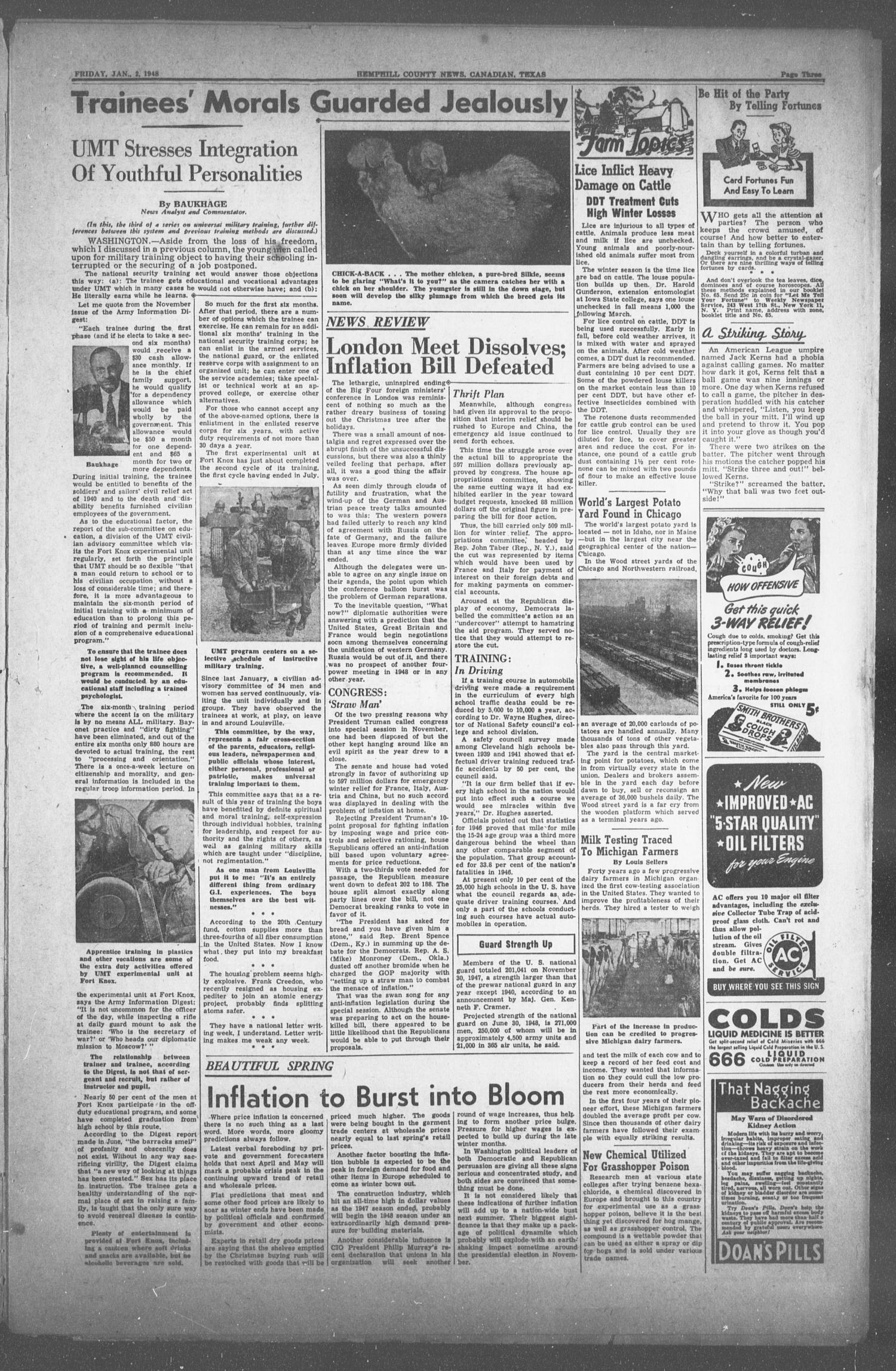 The Hemphill County News (Canadian, Tex), Vol. 10, No. 17, Ed. 1, Friday, January 2, 1948
                                                
                                                    3
                                                