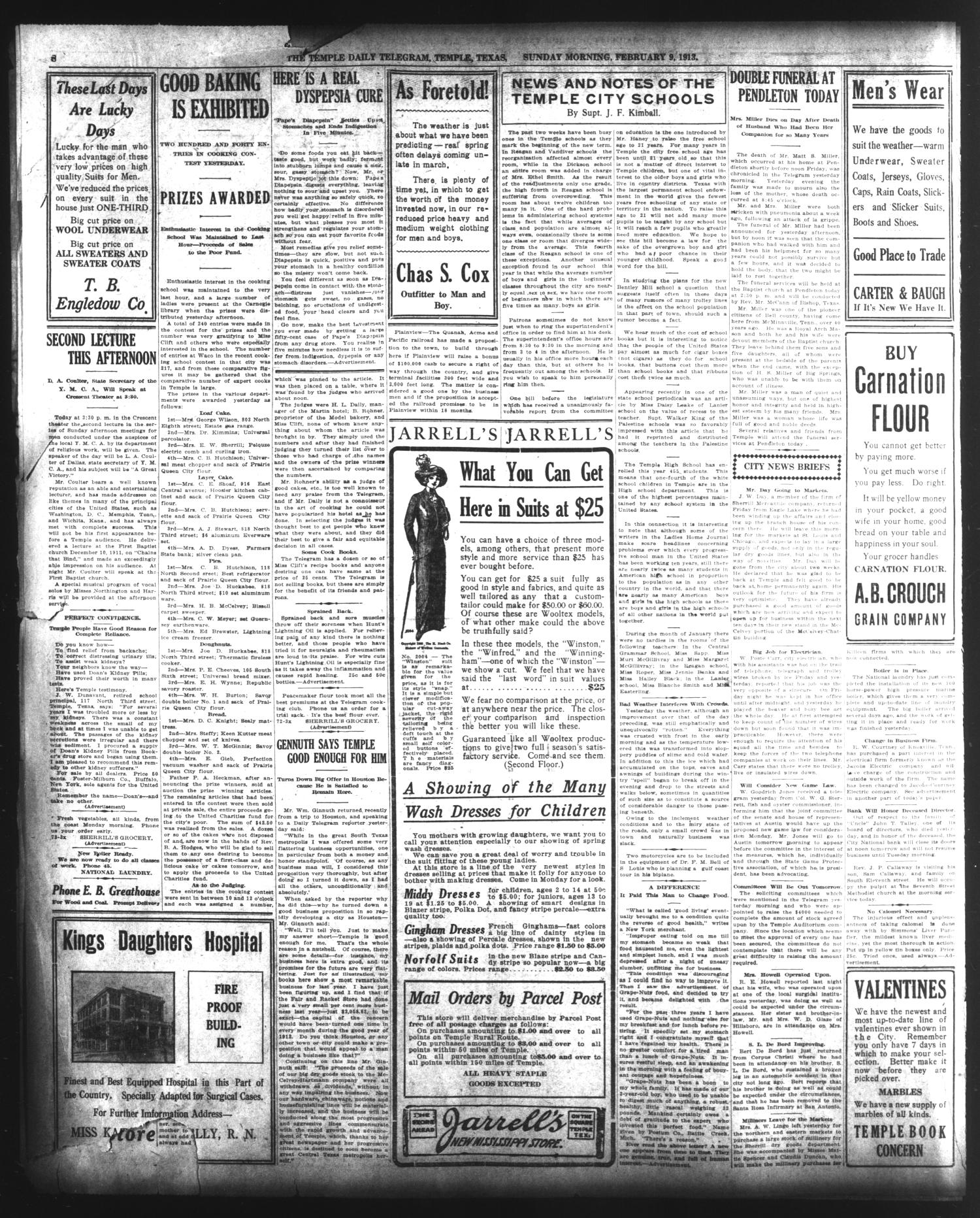 The Temple Daily Telegram (Temple, Tex.), Vol. 6, No. 72, Ed. 1 Sunday, February 9, 1913
                                                
                                                    [Sequence #]: 8 of 12
                                                