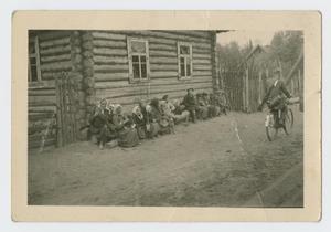 Primary view of object titled '[Civilians by Log House]'.