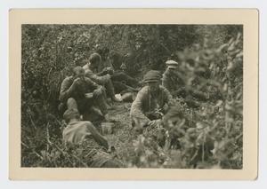 Primary view of object titled '[Soldiers Eating in the Forest]'.