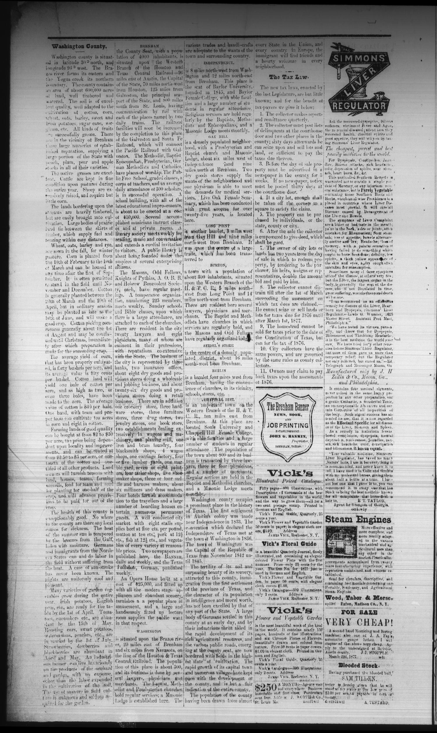 The Daily Banner. (Brenham, Tex.), Vol. 2, No. 187, Ed. 1 Tuesday, August 7, 1877
                                                
                                                    [Sequence #]: 4 of 4
                                                