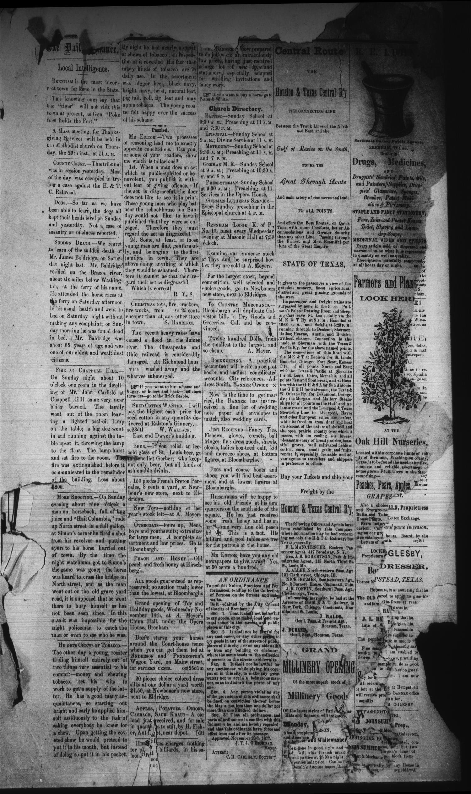 The Daily Banner. (Brenham, Tex.), Vol. 2, No. 283, Ed. 1 Tuesday, November 27, 1877
                                                
                                                    [Sequence #]: 3 of 4
                                                