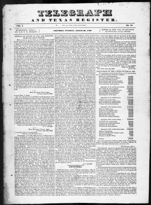 Telegraph and Texas Register (Columbia, Tex.), Vol. 1, No. 27, Ed. 1, Tuesday, August 30, 1836
