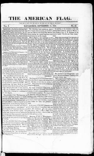 The American Flag. (Matamoros, Tamaulipas, Mexico), Vol. 1, No. 33, Ed. 1 Wednesday, September 16, 1846