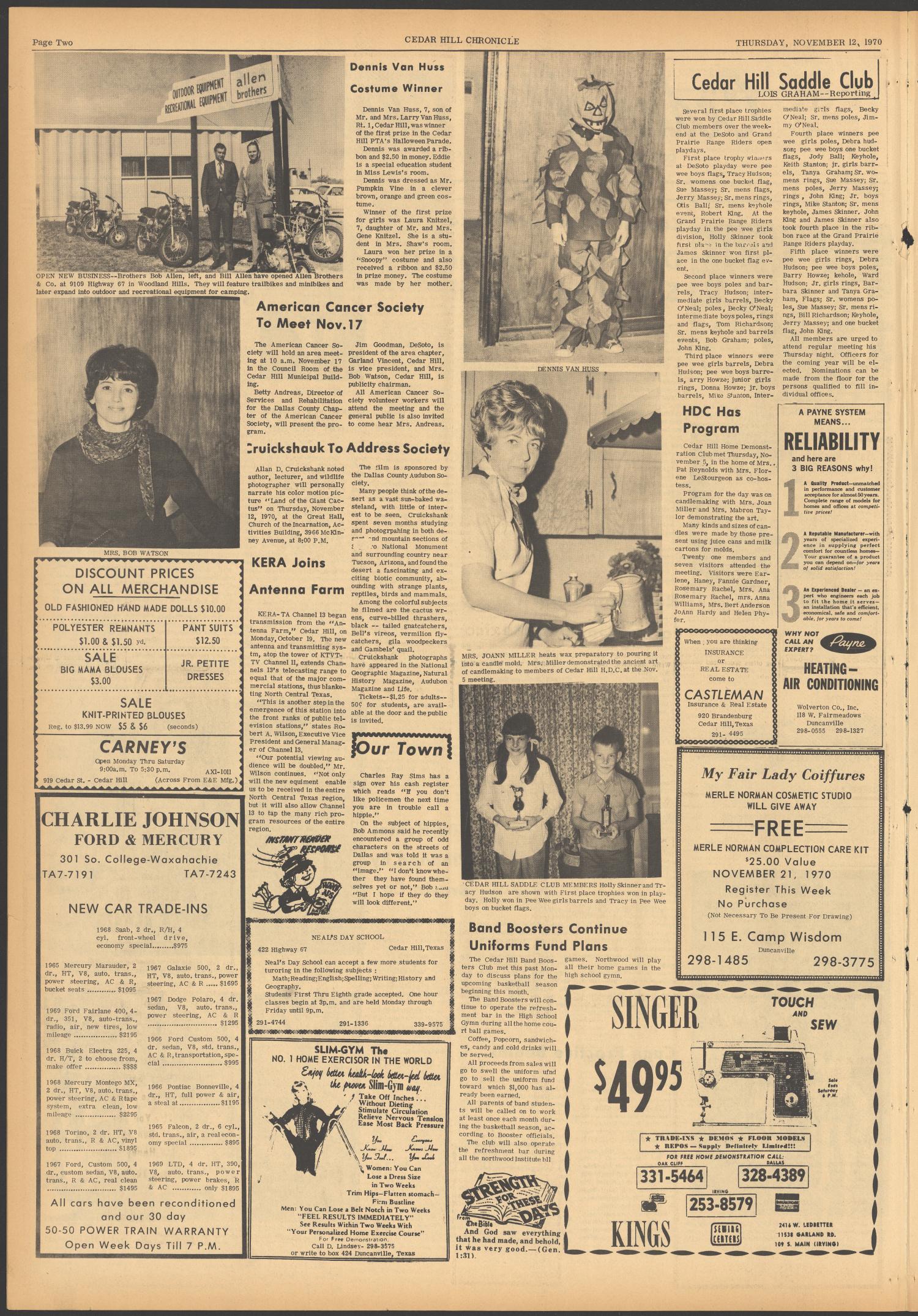 Cedar Hill Chronicle (Cedar Hill, Tex.), Vol. 6, No. 16, Ed. 1 Thursday, November 12, 1970
                                                
                                                    [Sequence #]: 2 of 6
                                                
