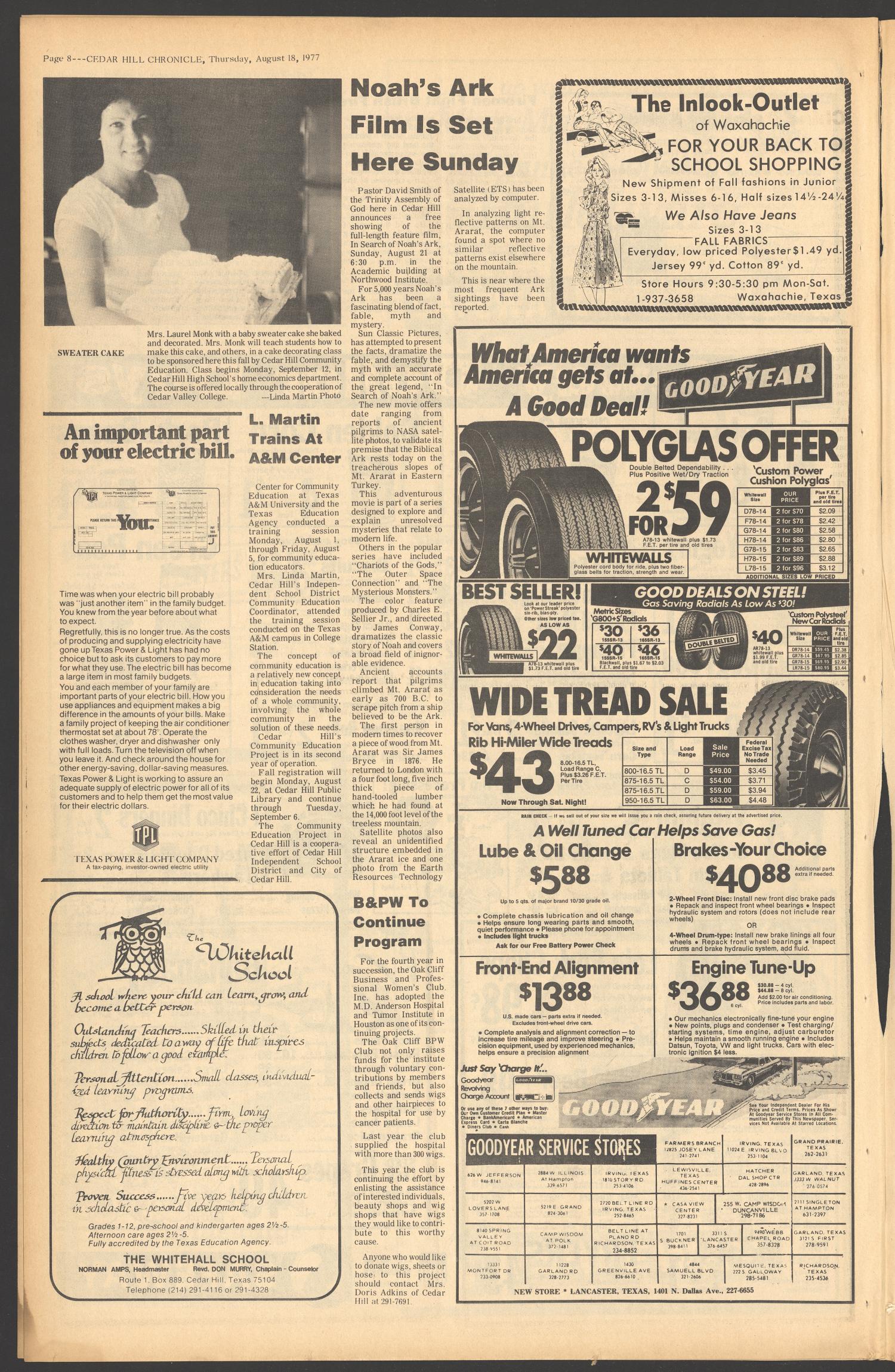 Cedar Hill Chronicle (Cedar Hill, Tex.), Vol. 13, No. 52, Ed. 1 Thursday, August 18, 1977
                                                
                                                    [Sequence #]: 6 of 14
                                                