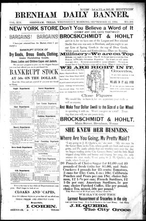 Brenham Daily Banner. (Brenham, Tex.), Vol. 19, No. 201, Ed. 1 Wednesday, September 12, 1894
