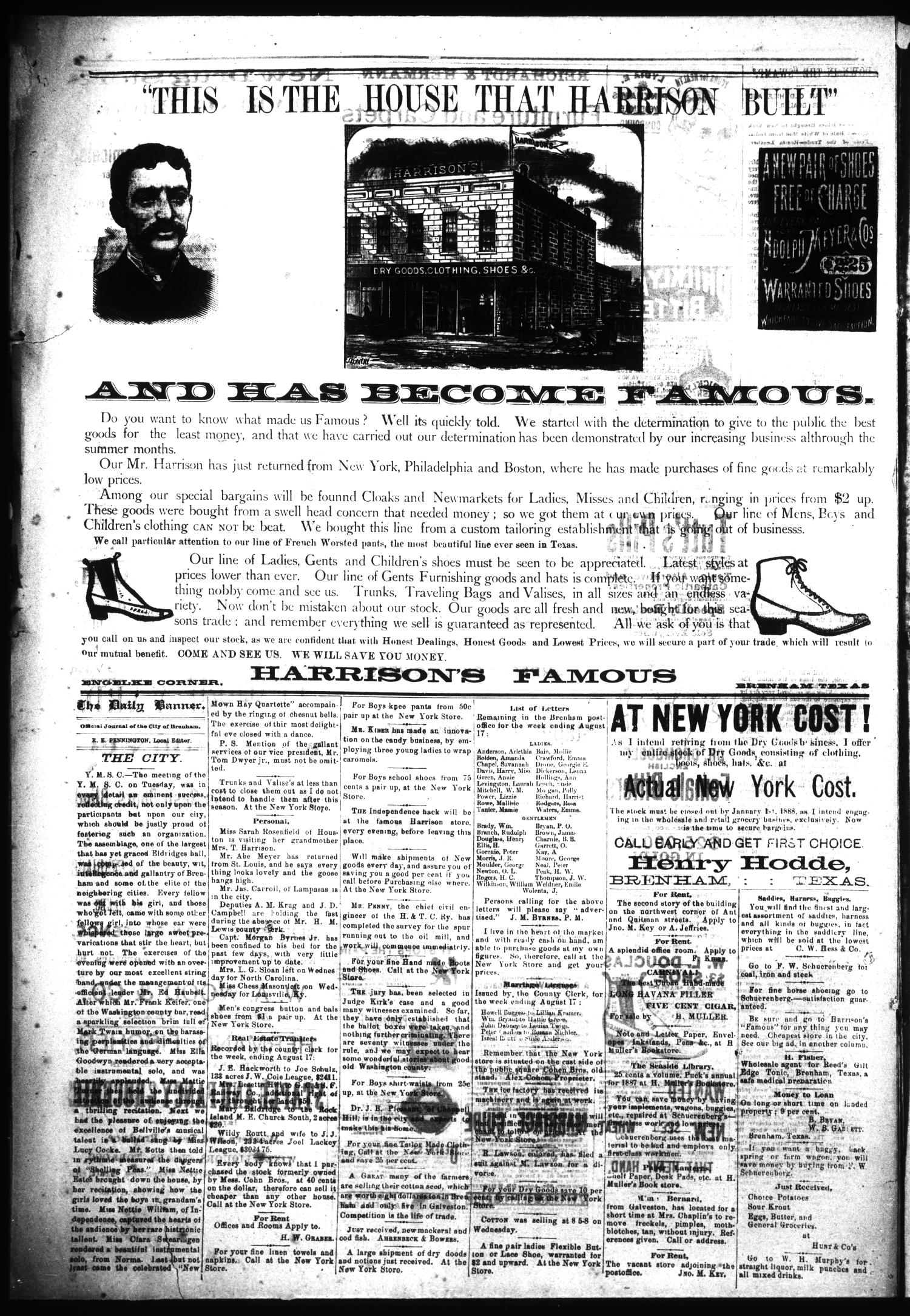 Brenham Daily Banner. (Brenham, Tex.), Vol. 12, No. 199, Ed. 1 Thursday, August 18, 1887
                                                
                                                    [Sequence #]: 4 of 4
                                                