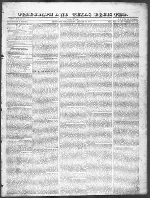 Primary view of object titled 'Telegraph and Texas Register (Houston, Tex.), Vol. 7, No. 34, Ed. 1, Wednesday, August 10, 1842'.