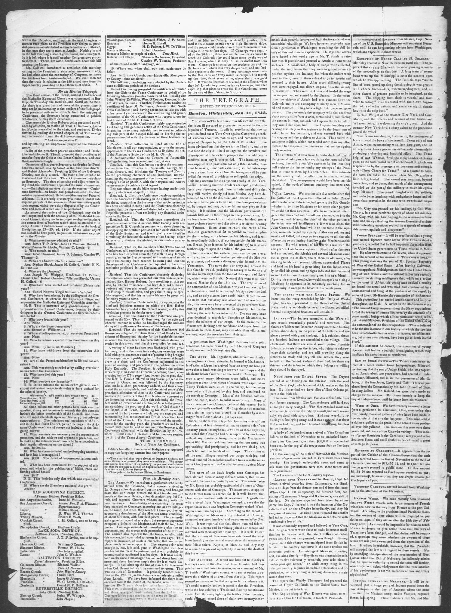 Telegraph and Texas Register (Houston, Tex.), Vol. 8, No. 4, Ed. 1, Wednesday, January 11, 1843
                                                
                                                    [Sequence #]: 2 of 4
                                                
