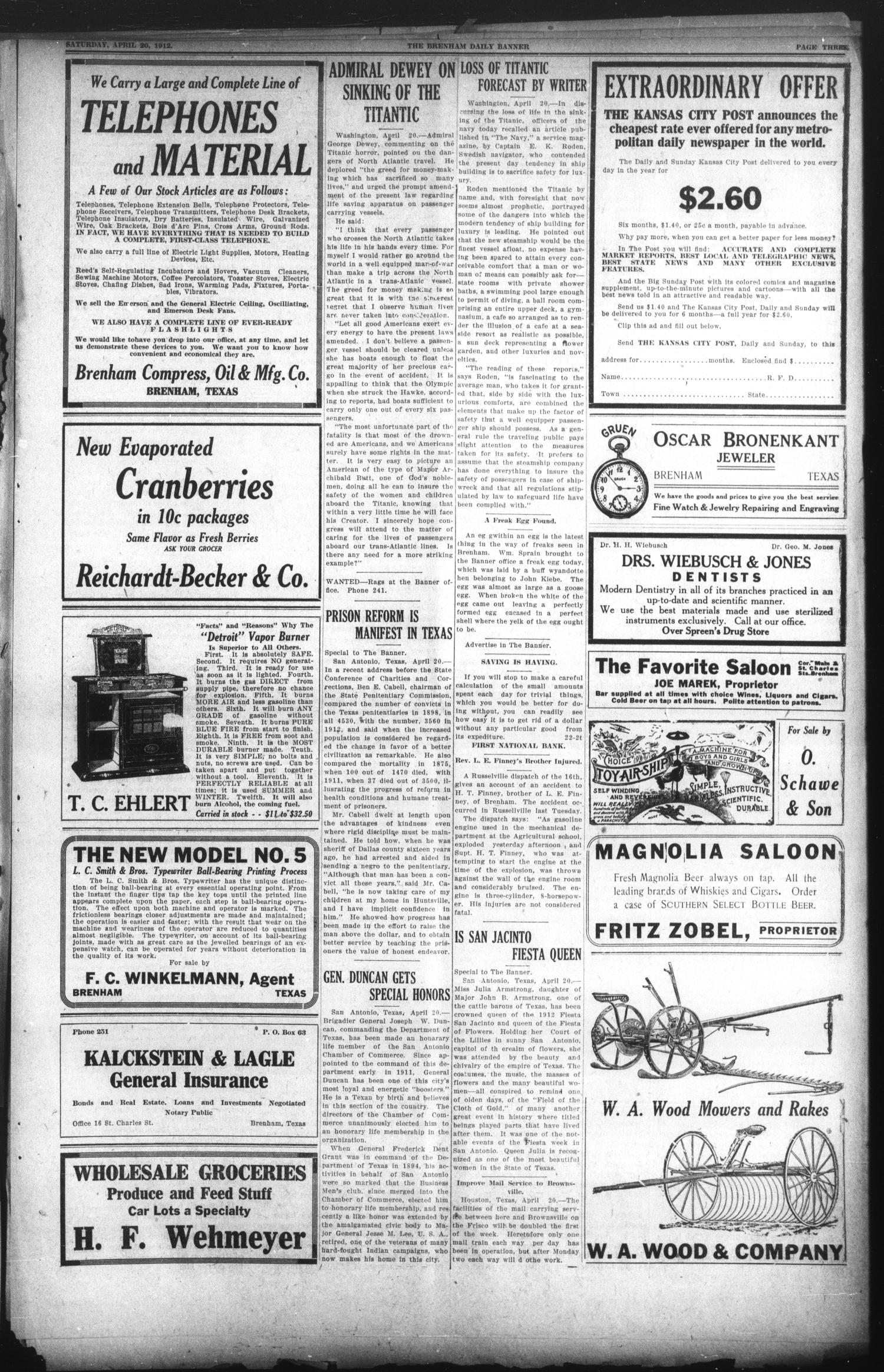 Brenham Daily Banner (Brenham, Tex.), Vol. 29, No. 23, Ed. 1 Saturday, April 20, 1912
                                                
                                                    [Sequence #]: 3 of 8
                                                