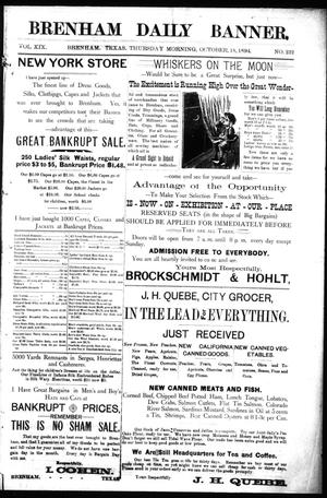 Brenham Daily Banner. (Brenham, Tex.), Vol. 19, No. 232, Ed. 1 Thursday, October 18, 1894