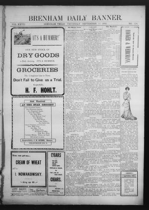 Primary view of object titled 'Brenham Daily Banner. (Brenham, Tex.), Vol. 27, No. 158, Ed. 1 Thursday, September 11, 1902'.